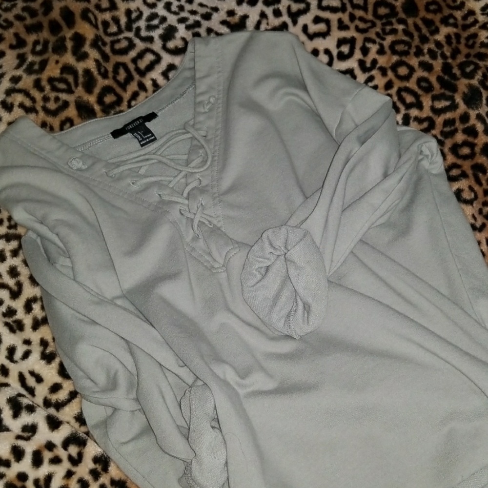 Sage baggy lace up hoodie